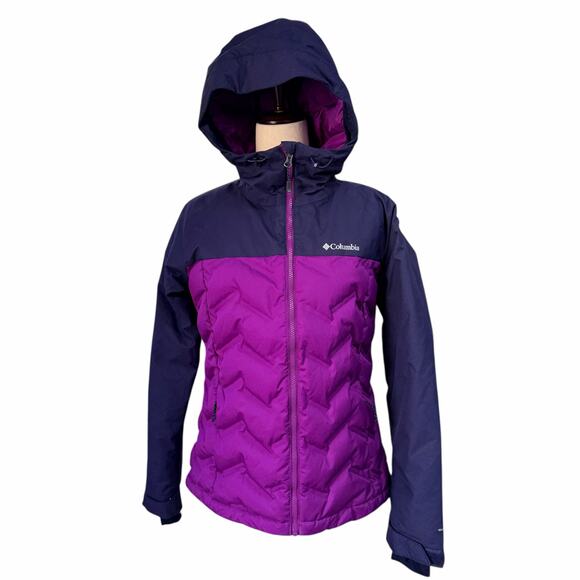 Columbia Omni-Tech Purple Down Hooded Jacket Women’s Medium - Picture 6 of 13